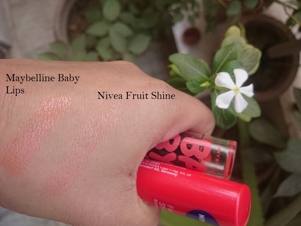 maybelline-baby-lips-vs-nivea-fruity-shine-swatch