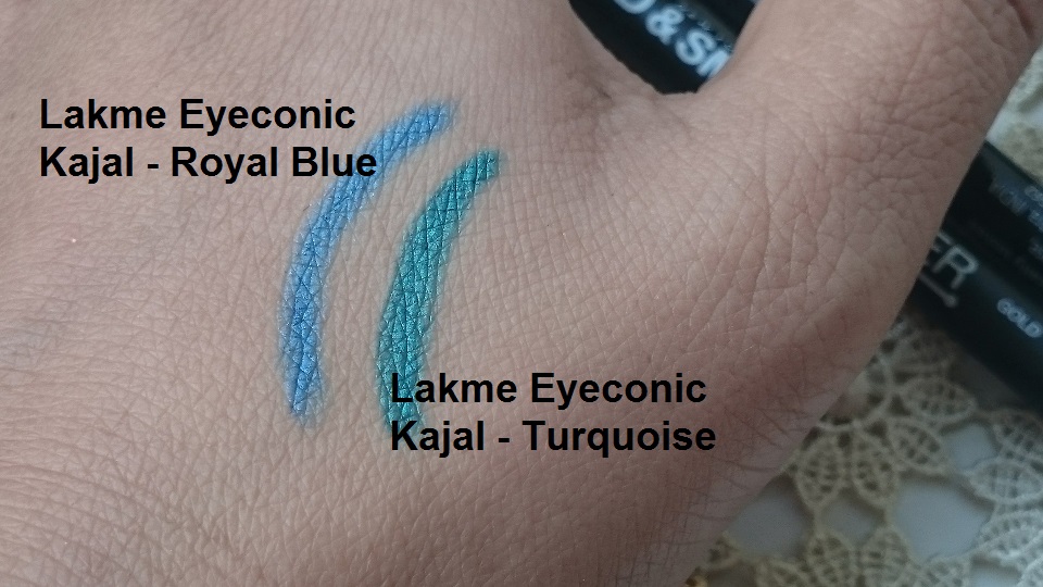 Lakme Eyeconic Kajal - Turquoise & Royal Blue swatch 2