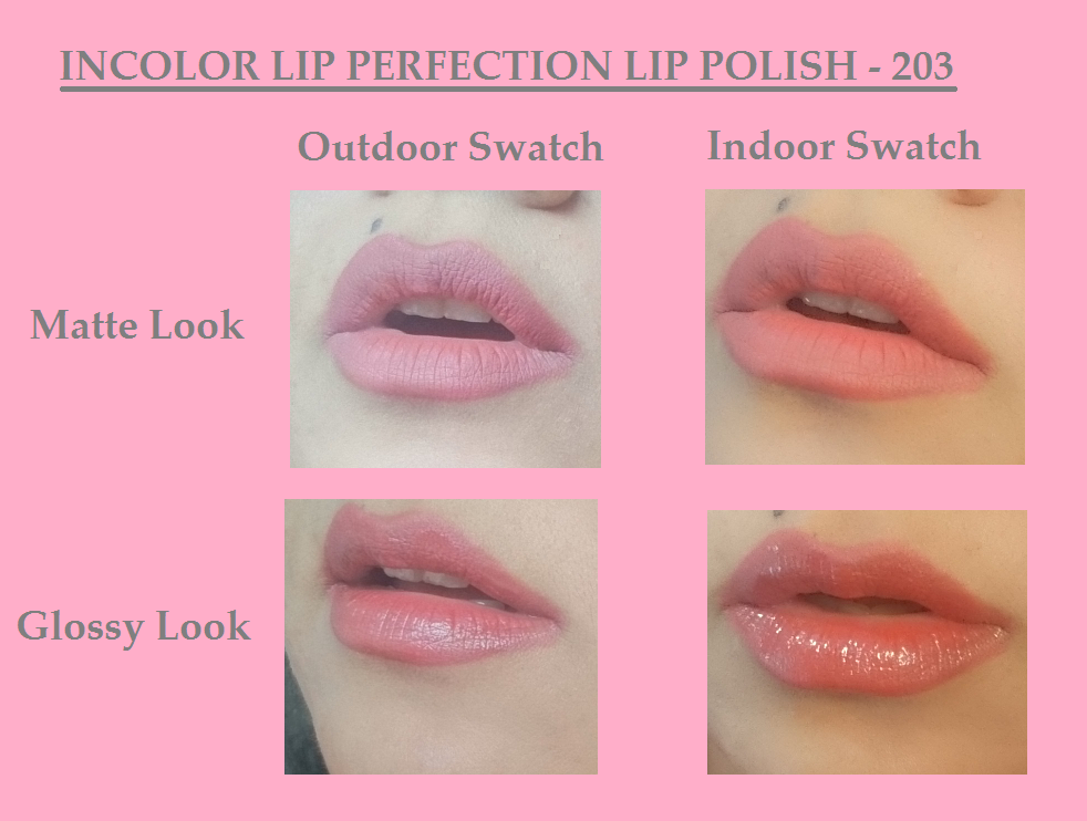 incolor lip perfection lip polish 203 lip swatch