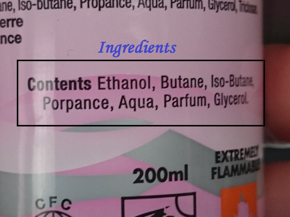 beautiful perfumed body spray ingredients