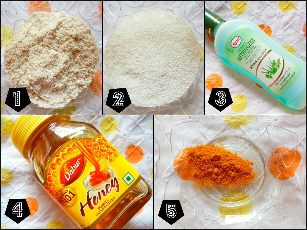 Honey-Oatmeal-Rice Flour Replenishing & Skin Lightening Face Mask ingredients