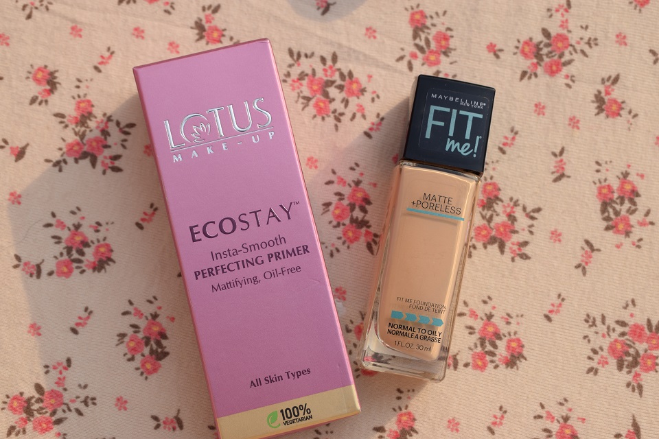 lotus ecostay primer maybelline fit me foundation 128
