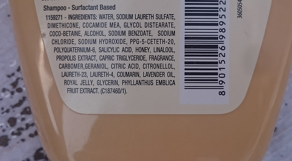 Garnier Ultra Blends Anti Hair Fall Shampoo Royal Jelly & Lavender ingredients