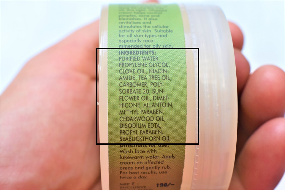 fabindia clove acne control cream ingredients