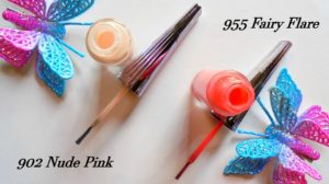 Lotus Herbals Colour Dew Nail Enamel in 955 Fairy Flare and 902 Nude