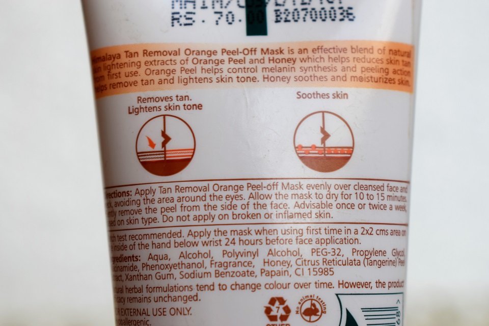 Himalaya Herbals Tan Removal Orange Peel Off Mask Information