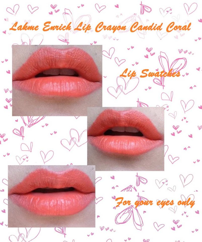 Lip Swatch Lakme Enrich Lip Crayon 03 Candid Coral
