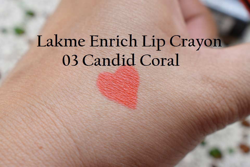 Lakme Enrich Lip Crayon 03 Candid Coral Swatch