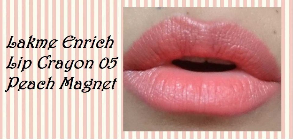Lakme Enrich Lip Crayon 05 Peach Magnet Lip Swatch