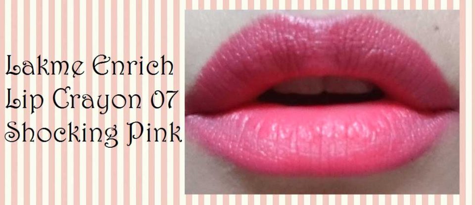 Lakme Enrich Lip Crayon 07 Shocking Pink Lip Swatch