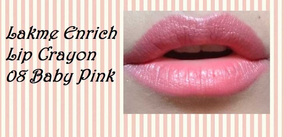 Lakme Enrich Lip Crayon 08 Baby Pink Lip Swatch