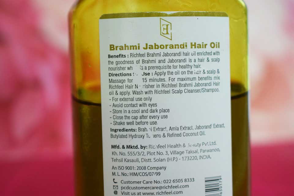 Richfeel Brahmi Jaborandi Hair Oil : Review - High On Gloss
