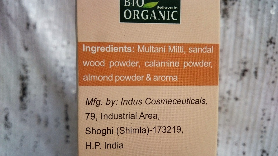 Indus Valley Bio Organic Sandalwood Face Pack - Ingredients