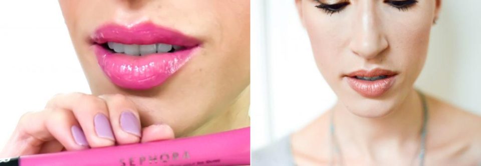 Left: Sephora Colorful Gloss Balm in Warrior Princess Right: LipSense in Bombshell