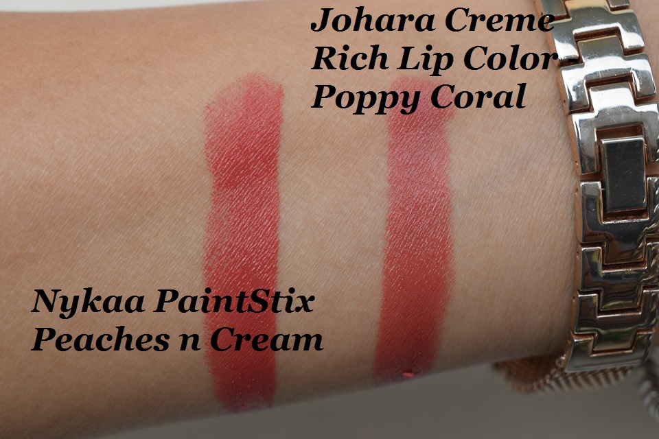 Johara Creme Rich Lip Color Poppy Coral - Swatch 2