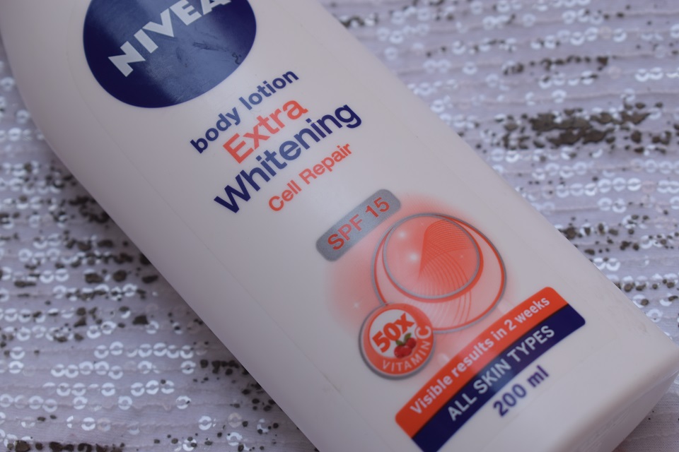 Nivea Extra Whitening Cell Repair Body Lotion With SPF 15 : - High On Gloss