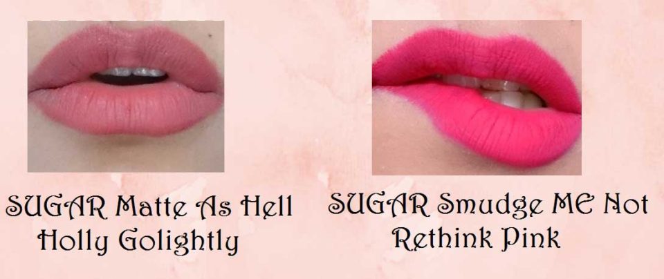 Left: Sugar Matte As Hell Crayon Holly Golightly, Right :Sugar Smudge Me Not Pink Rethink 07