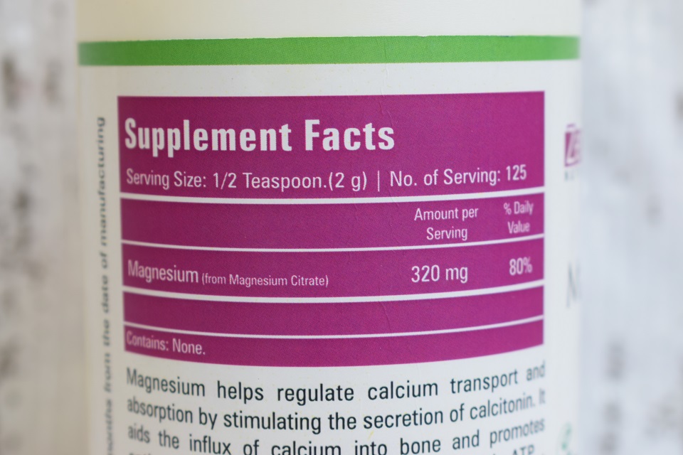 Zenith Nutrition Magnesium Citrate Pure Powder - Nutritional Facts