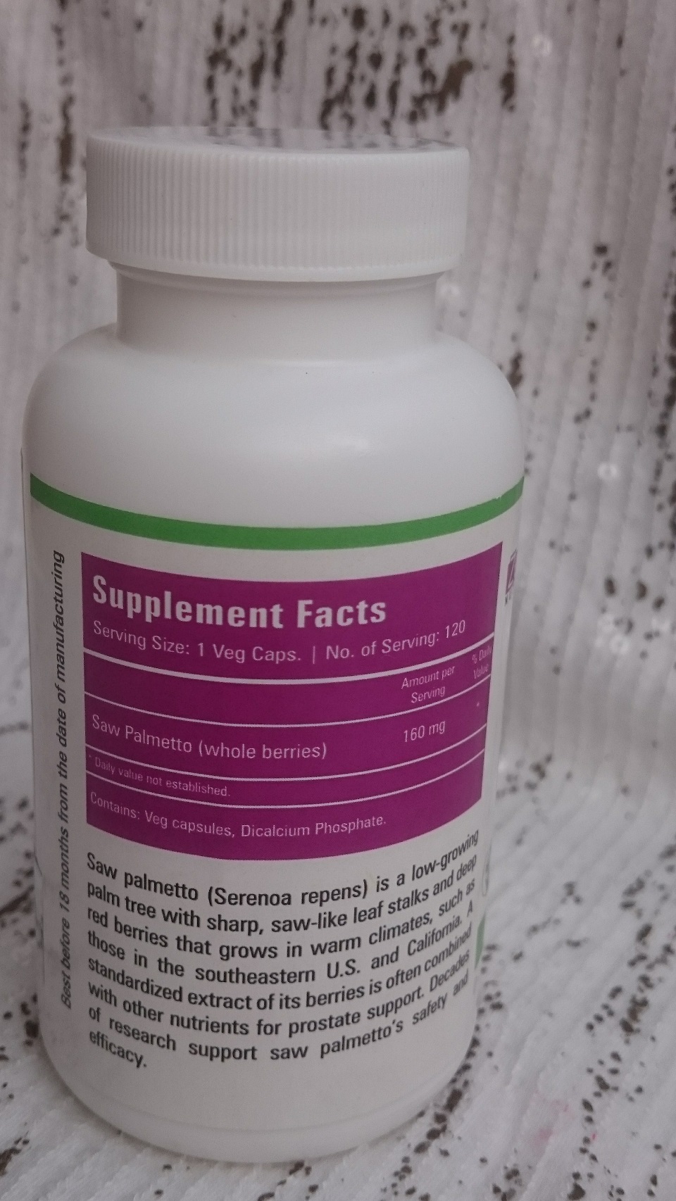 Zenith Nutrition Saw Palmetto Vegetarian Capsules - Nutritional Facts