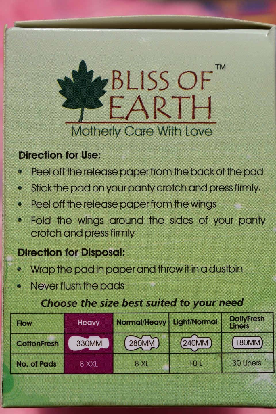 Bliss Of Earth CottonFresh Sanitary Napkin - How To Use