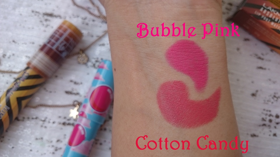 Lakme Absolute Lip Pout Matte MASABALIPS - Bubble Pink , Cotton Candy - Swatches