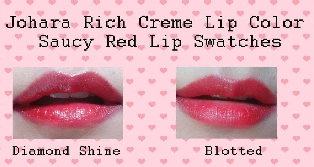 Johara Creme Rich Lip Color Saucy Red Lip Swatches