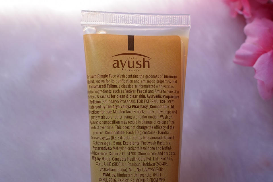 Lever Ayush Anti Pimple Turmeric Face Wash Review High On Gloss