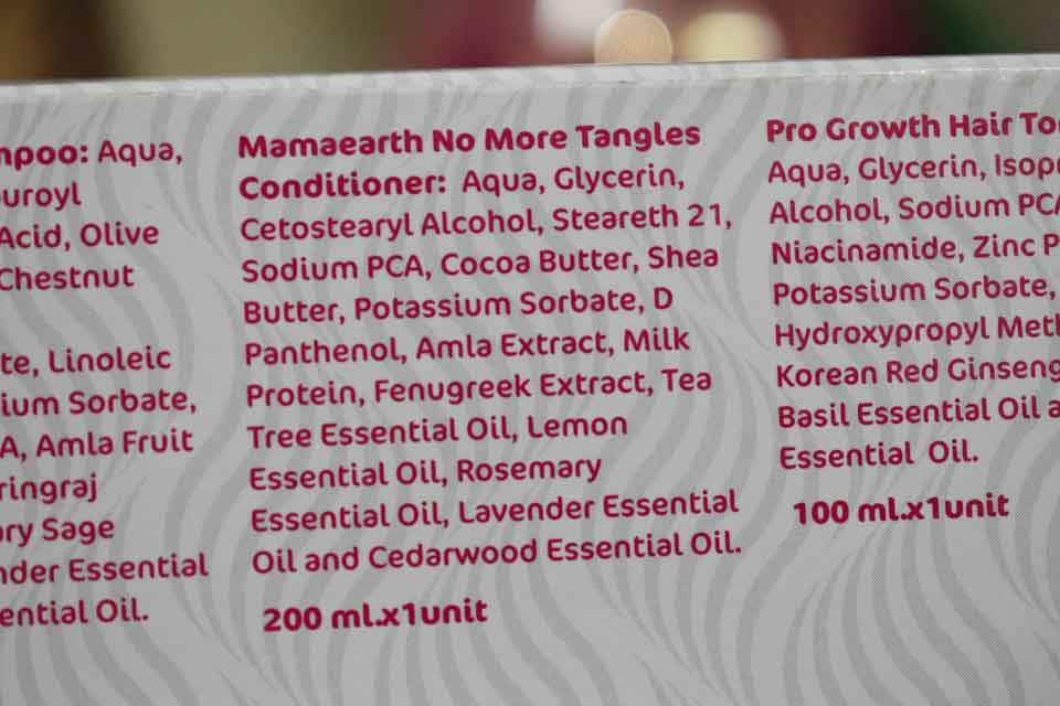 Ingredients - MamaEarth No Tangles Conditioner