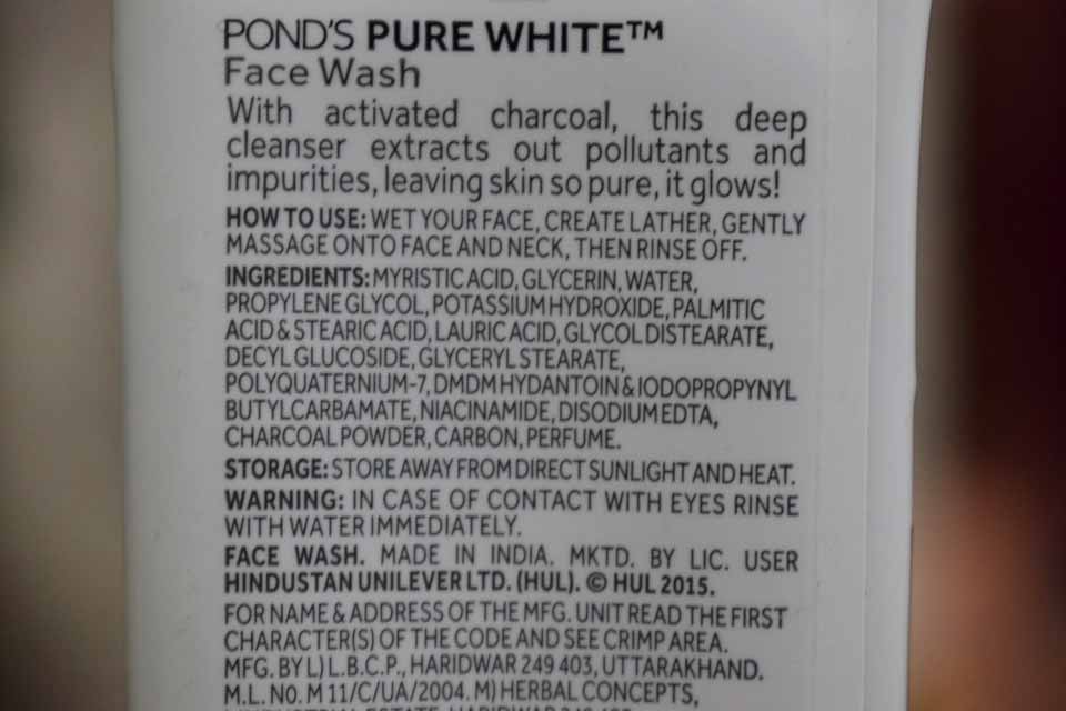 Ponds Pure White Anti Pollution Face Wash Ingredients