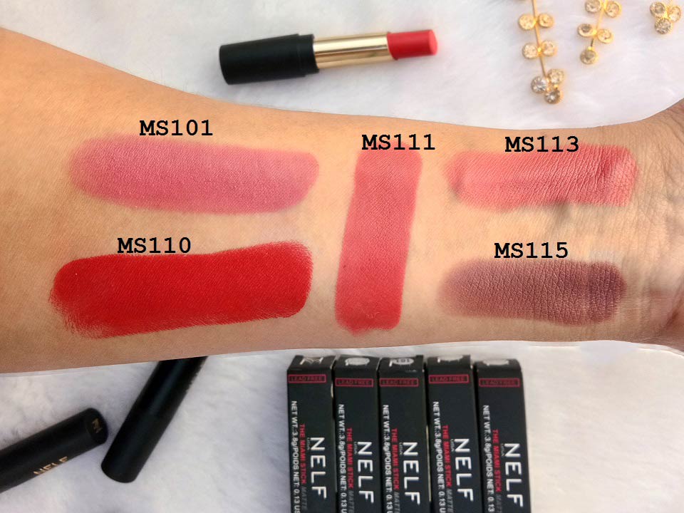 5 NELF The Miami Stick Matte - Lipstick Swatches