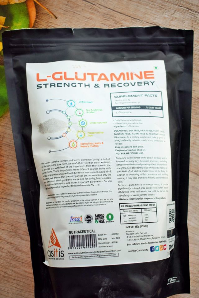 AS-IT-IS Nutrition L-Glutamine Powder