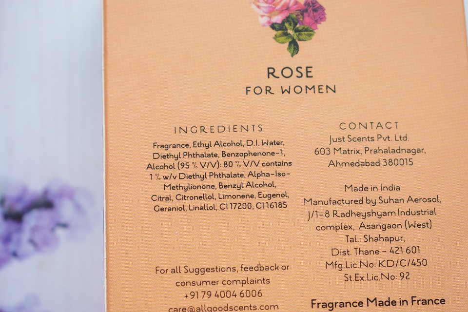 All Good Scents Rose Eau De Perfum Ingredients