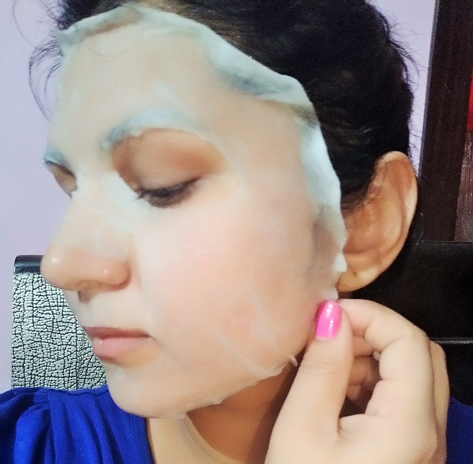 Wearing Mirabelle Cosmetics Sheet Mask