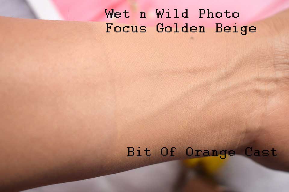 Swatch -Wet n Wild Photo Focus Foundation in Golden Beige
