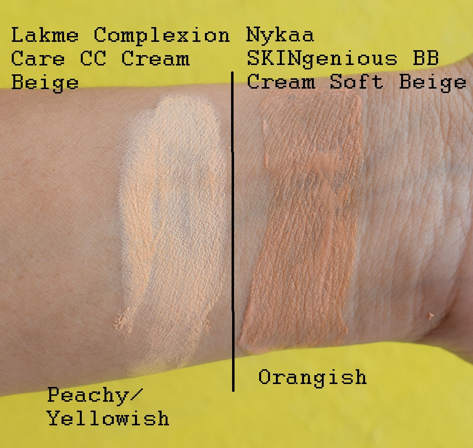 Nykaa SKINgenious BB Cream Soft Beige 02 VS Lakme 9 To 5 Complexion Care Beige