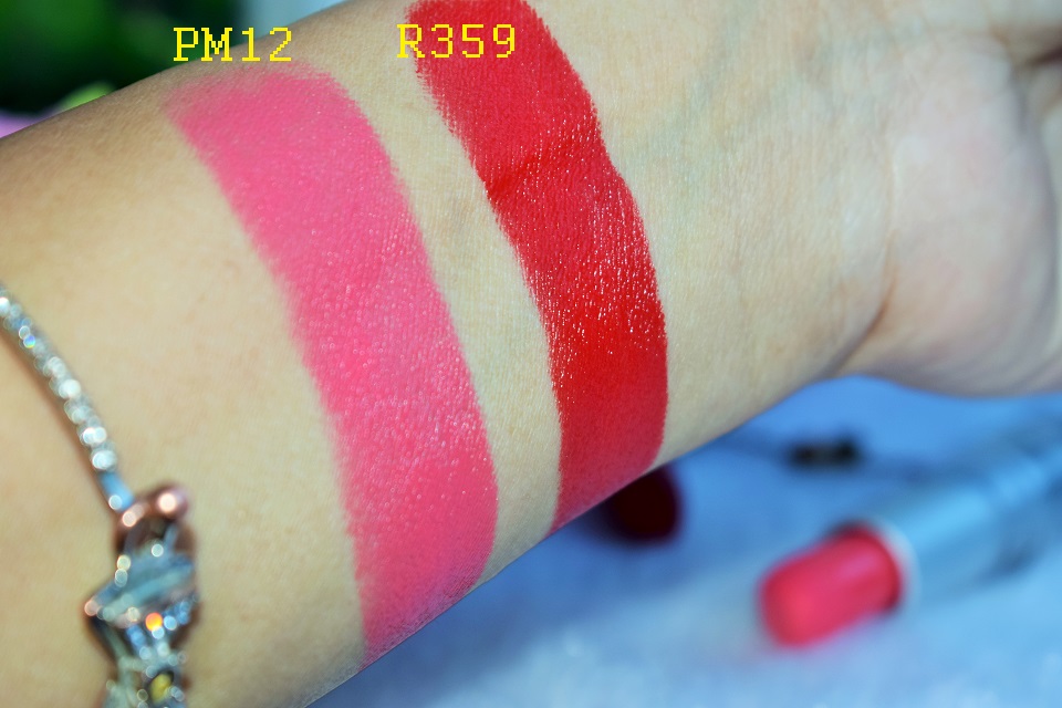Swatches - Lakme Enrich Satin R359 , Matte PM12 Lipsticks
