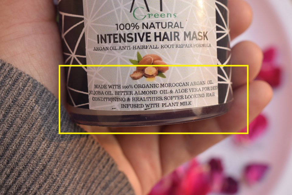 AM Greens 100% Natural Intensive Mask CLaims