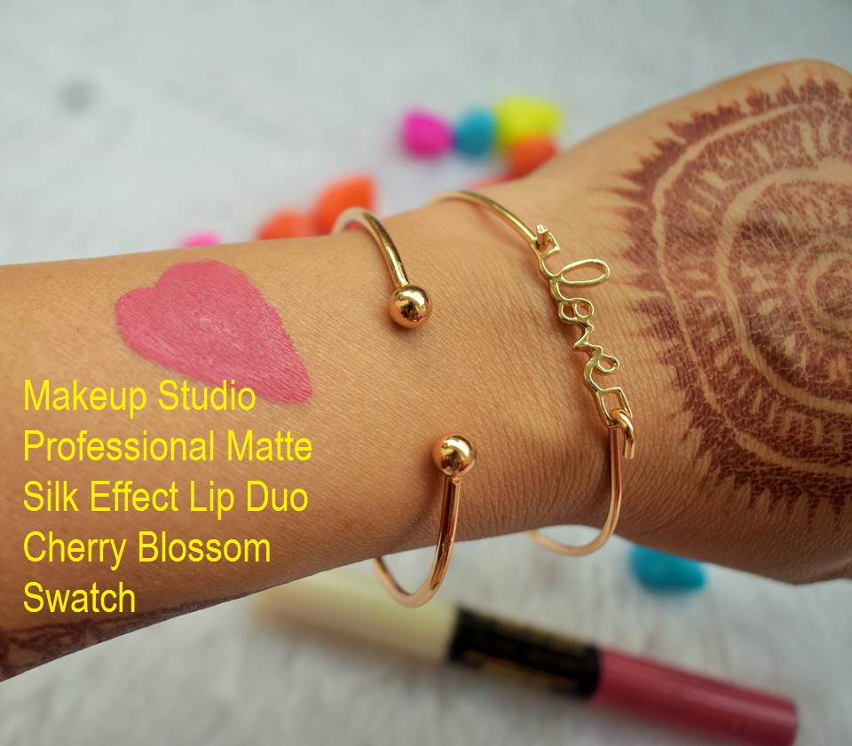 Makeup Studio Professional Matte Silk Effect Lip Duo Cherry Blossom Swatch