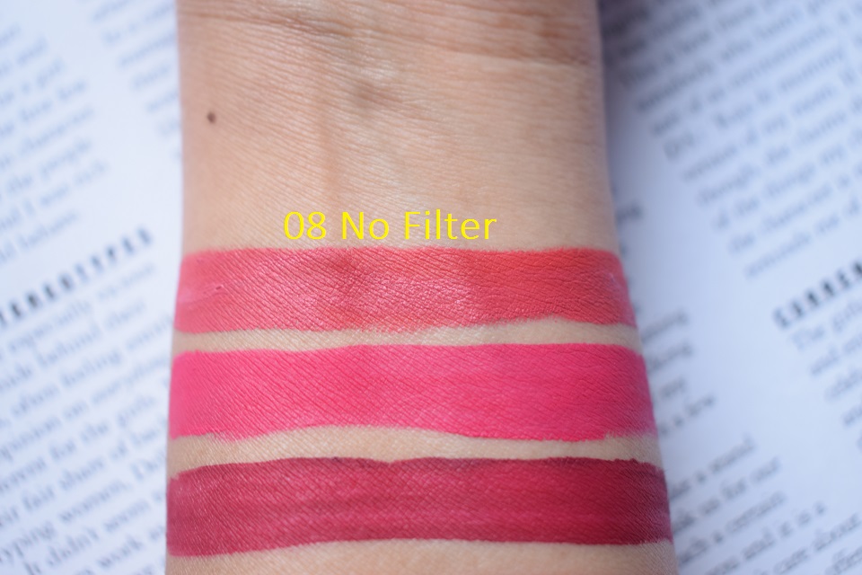 Nelf All Day Stay Satin Matte Lip Stain Shade 08 No Filter Swatch