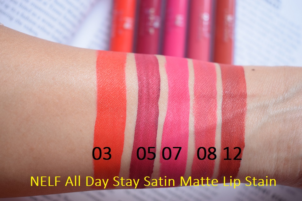 Nelf All Day Stay Satin Matte Lip Stain Swatches