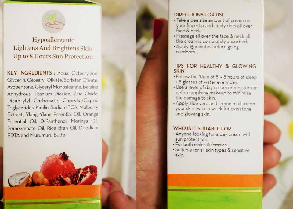 Mamaearth Natural Radiance Day Cream Ingredients & Other information