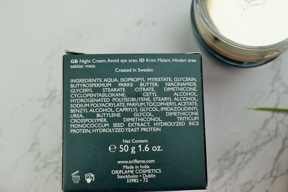 Oriflame Novage  Ecollagen Wrinkle Power Night Cream Ingredients
