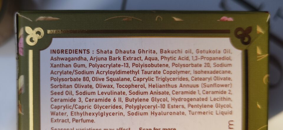 Gaurisatva Cooling Emollient Cream Ingredients